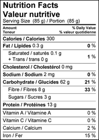 Organic Kamut capellini nutritional information
