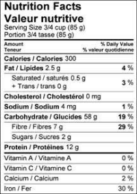 Organic semolina pasta nutritional information